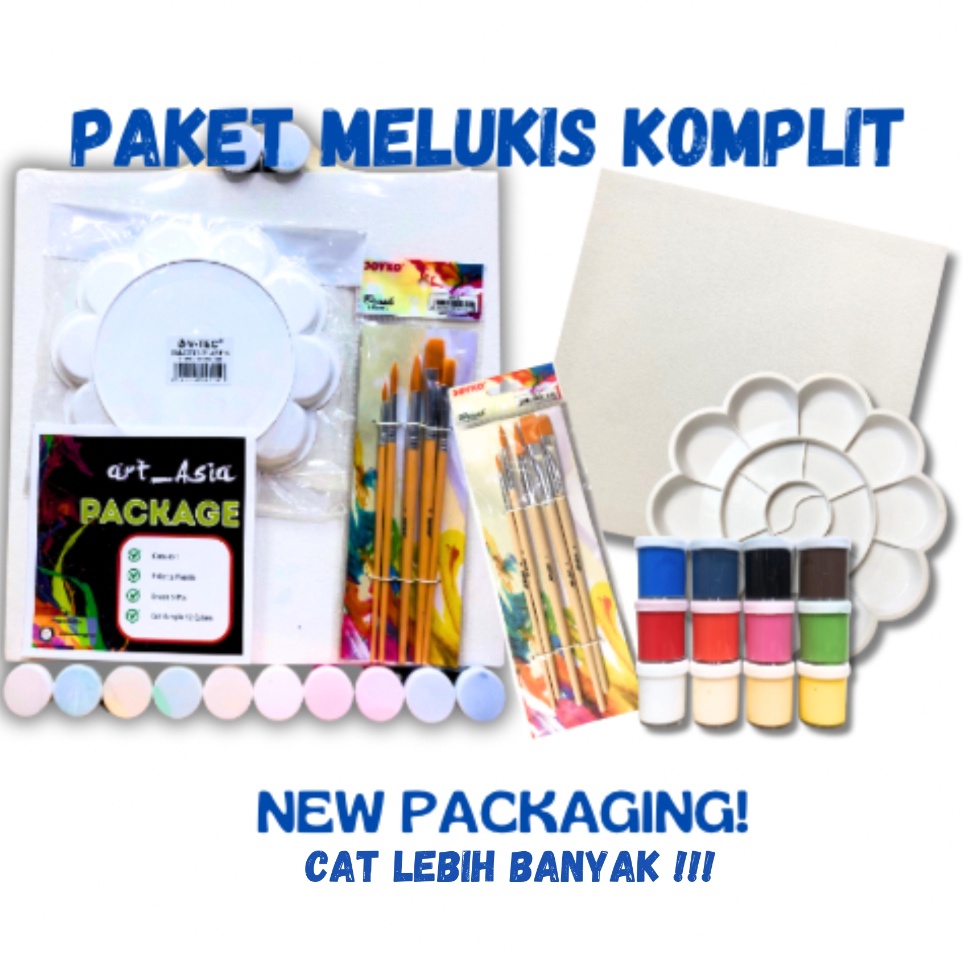 

New Now Paket Melukis Lengkap Set 4 in 1 All Varian 2x2 2x3 3x3 3x4 Set Kanvas Kuas Palet Cat Acrylic Lebih banyak 12 ML Set ART ASIA