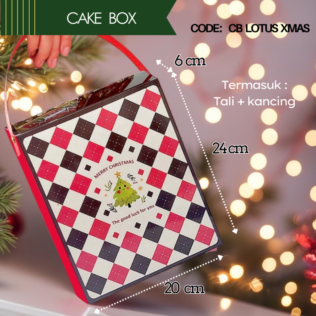 

Handle Box Packaging Christmas / Dus Tali Jinjing Hampers Kue Natal Mutifungsi 20 x 24