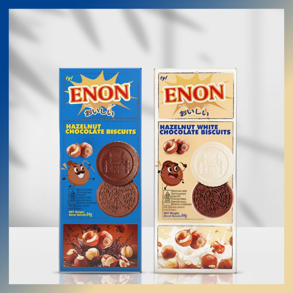 

ENON BUNDLE 2 MIX VARIANT - Chocolate Biscuits 84gr Matcha Strawberry White Chocolate Hazelnut Wafer biskuit