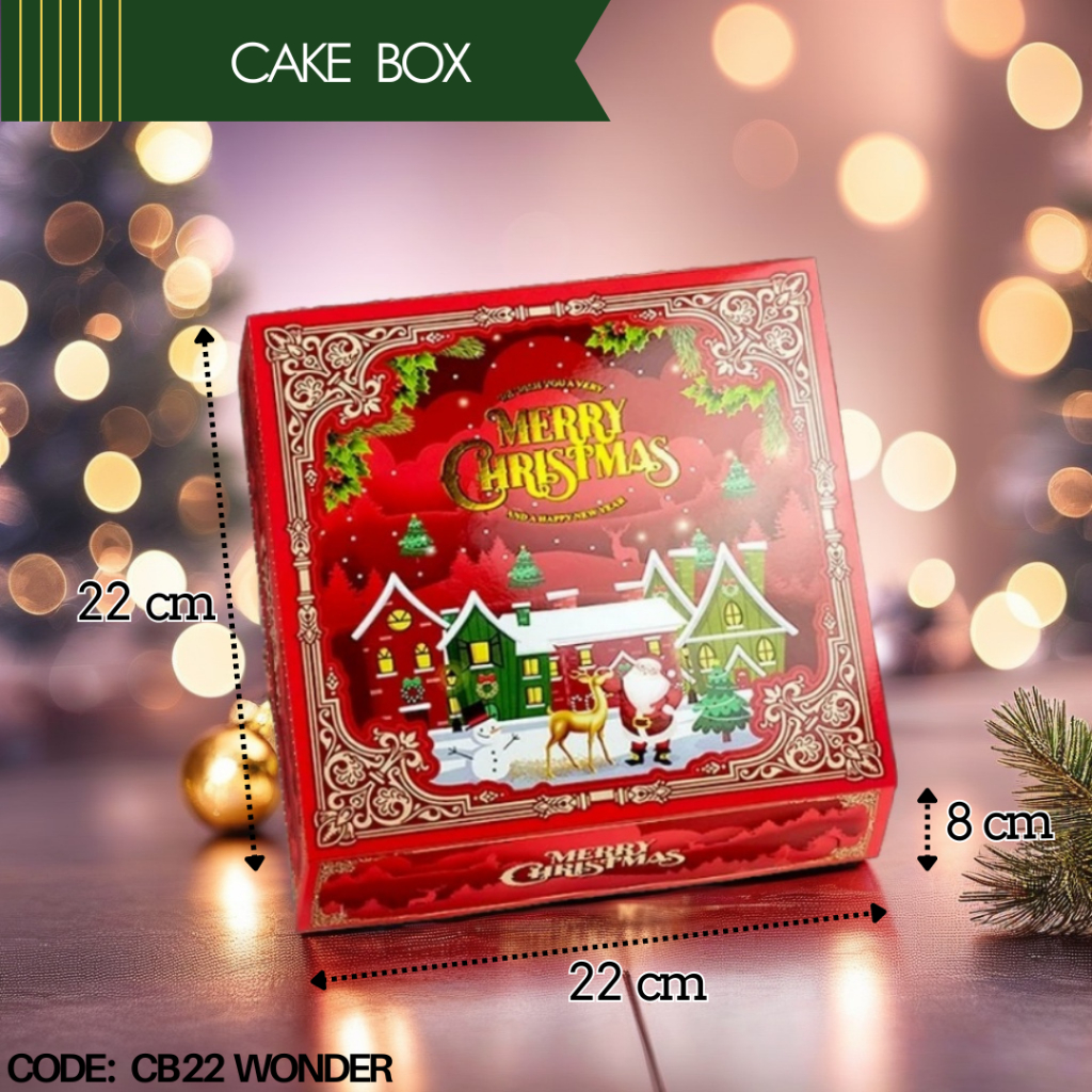 

Cake Box Natal 22x22 / Packaging Dus Kue Natal / Christmas Hampers