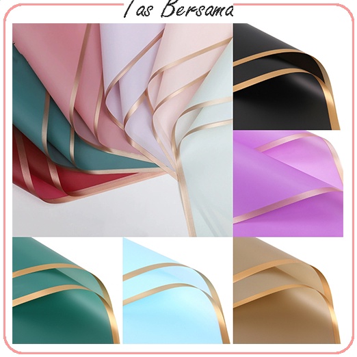 

New Update 1 Pack isi 2 lembar Flower Wrapping List Gold Kertas Bunga Buket List Gold Emas Cellophane Flower Wrapping Pack List Gold KB1