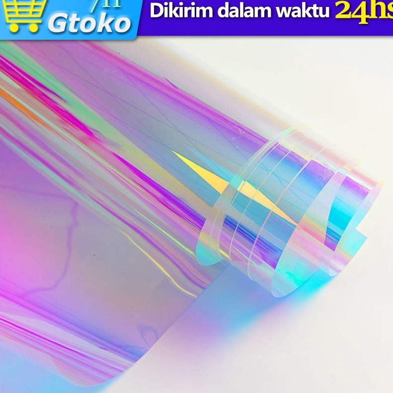 

Top Sale 2 Lembar Flower Wrapping Paper Hologram Cellophane Kertas Buket Transparan Ukuran 55x55 cm