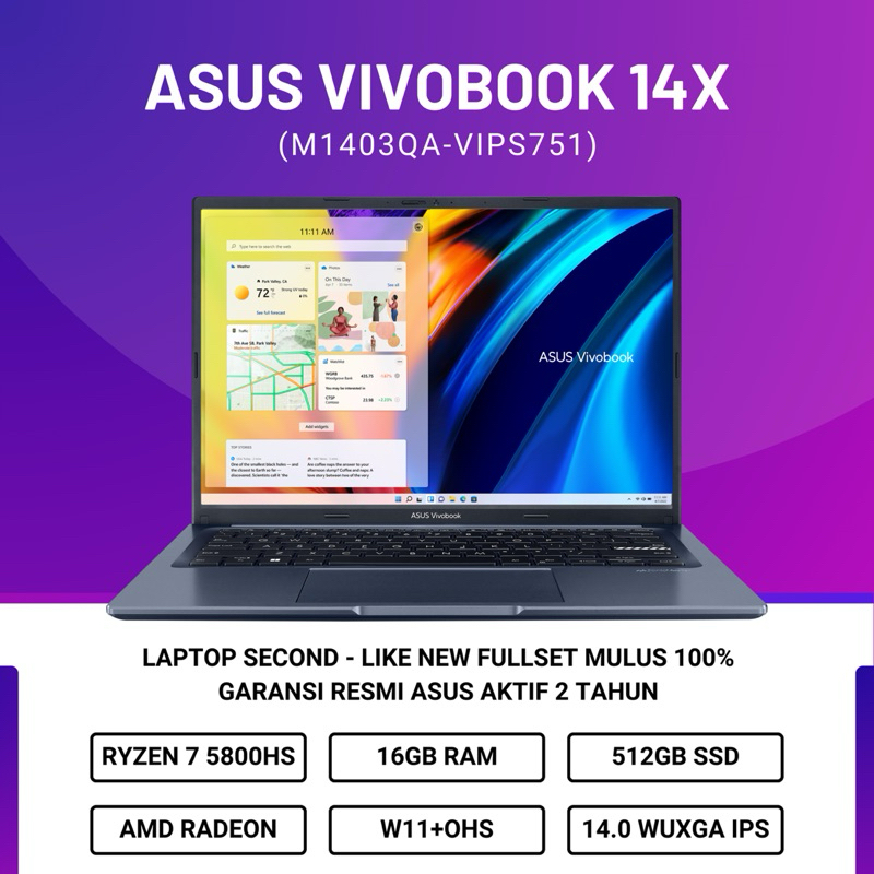 LAPTOP ASUS VIVOBOOK 14X M1403QA RYZEN 7 5800HS