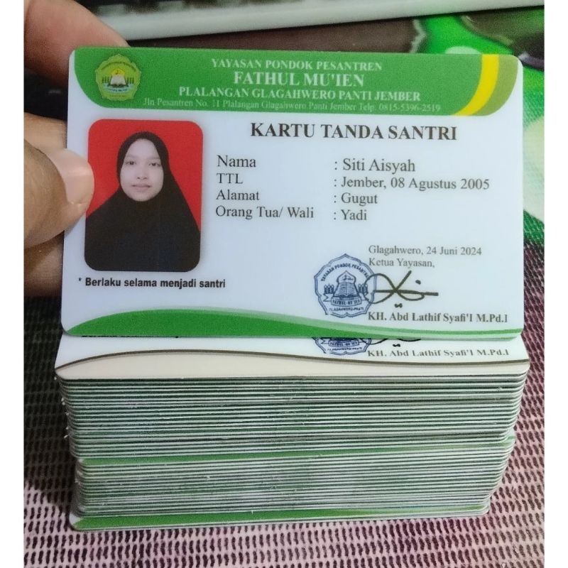 Jasa Cetak Kartu Pelajar Id Card kostum satuan