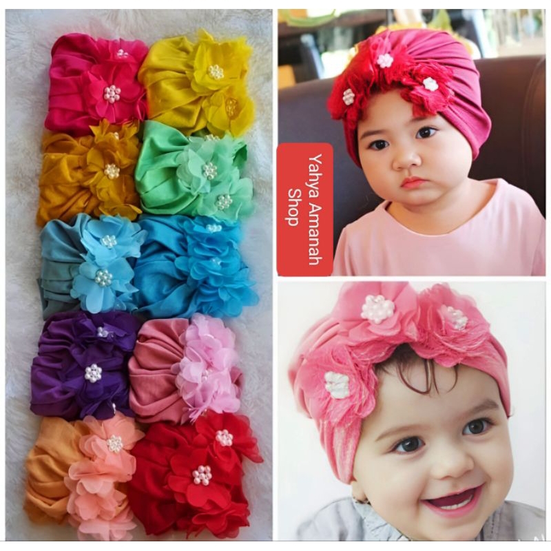 Turban Bayi Anak Bunga Frill / Turban Bayi Perempuan / Ciput Bayi
