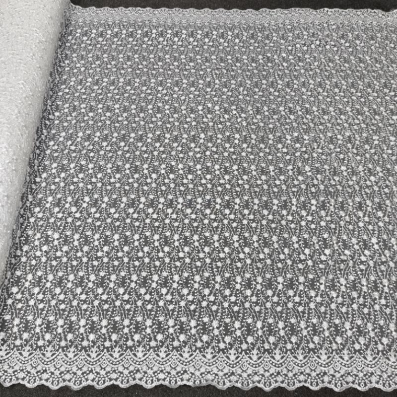 Kain Brokat Kabaya Bordir/ Bahan Tile Pinggiran/ Bakal gamis kebaya/ Tile full bordir halus dan lemb