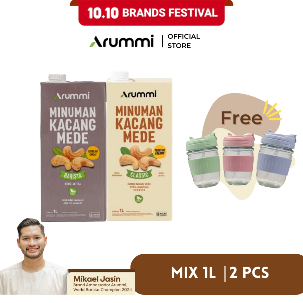 

Buy 2 Arummi Cashew Milk Classic & Barista 1L FREE EXCLUSIVE MUG (tidak berlaku kelipatan)