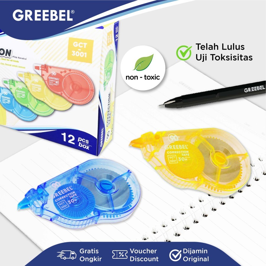 

CORRECTION TAPE TIP EX KERTAS GREEBEL GCT-3001 30METER TERMURAH