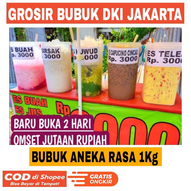 

Paket Usaha Es Pinggir Jalan Bubuk Minuman Es Cappucino Alpukat Mangga Strawberry Cokelat Es Buah Lemon Tea Lychee Tea Taro Redvelvet Bubble Gum Durian Powder Drink