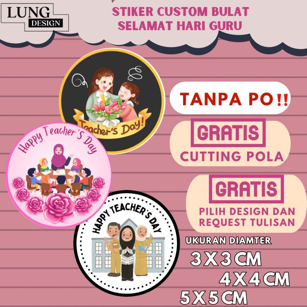 Stiker Bulat Selamat Hari Guru Sticker Happy Teacher's Day stiker ucapan Dekorasi Kado Hiasan hadiah