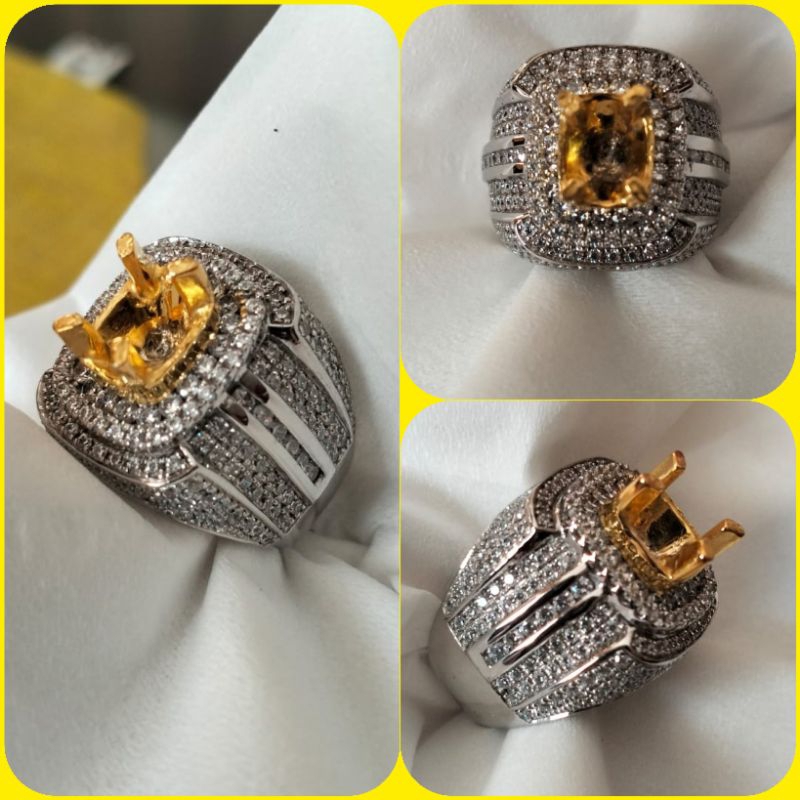 cincin perak full microsetting untuk dim 8x6