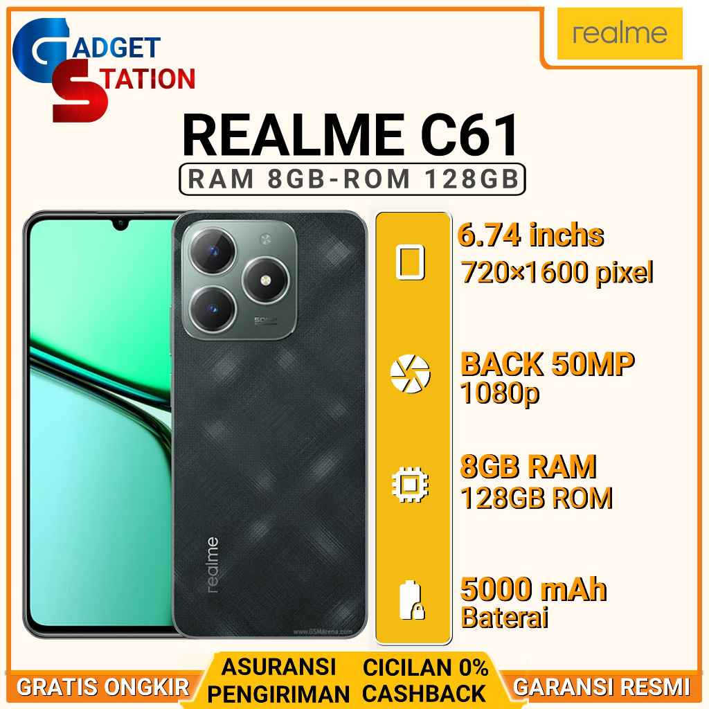 HP REALME C61 RAM [8GB/128GB] GARANSI RESMI INDONESIA