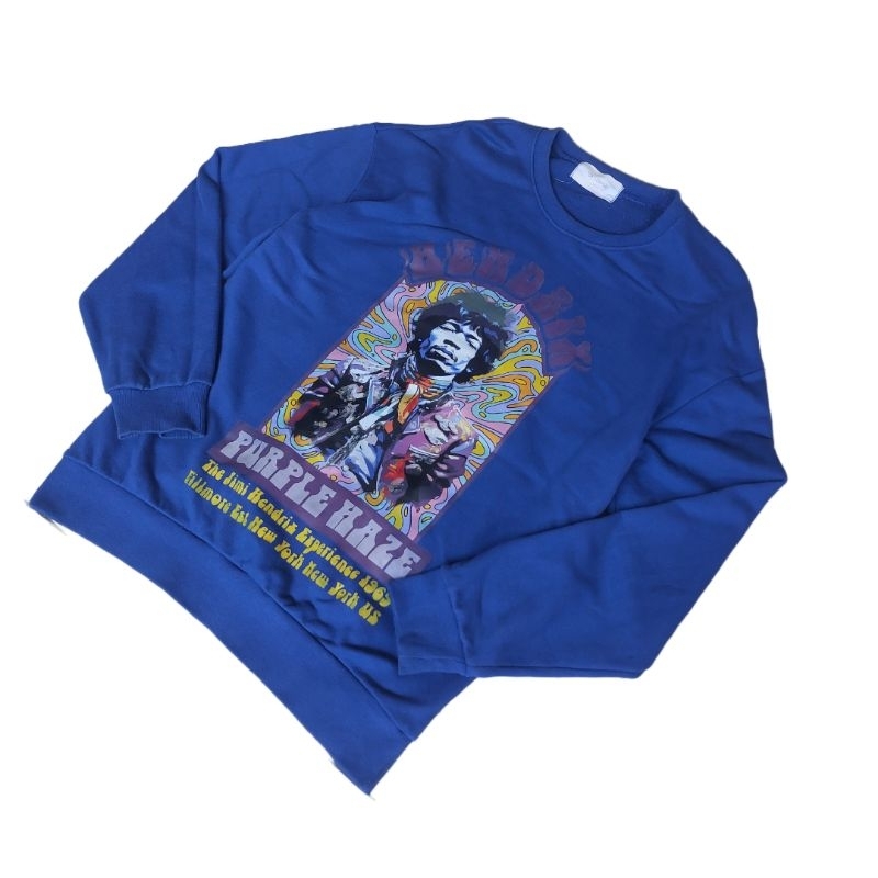 YSK Company "Jimi Hendrix" Graphic Unisex Crewneck Blue size L fit XL