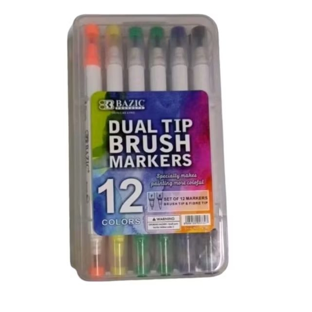 

spidol kuas dual tip brush markers bazic ( spidol - brush)