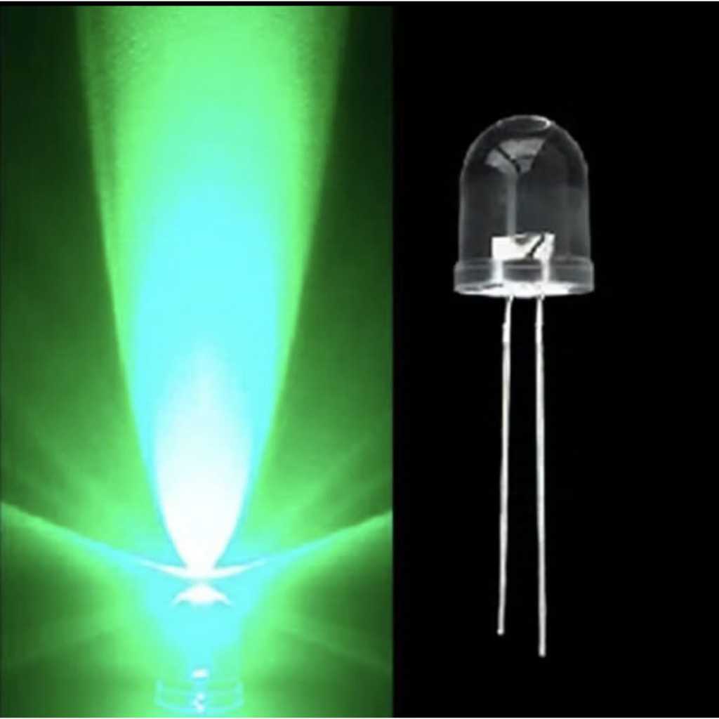 LED 10mm BENING NYALA HIJAU / LED 10mm BRIGHT CLEAR NYALA HIJAU / LAMPU LED 10mm