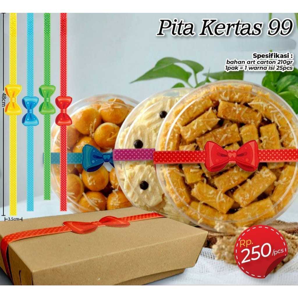 

Pita Kertas 99| Hiasan Dus Kue ( 1 Bal 25 Pak )