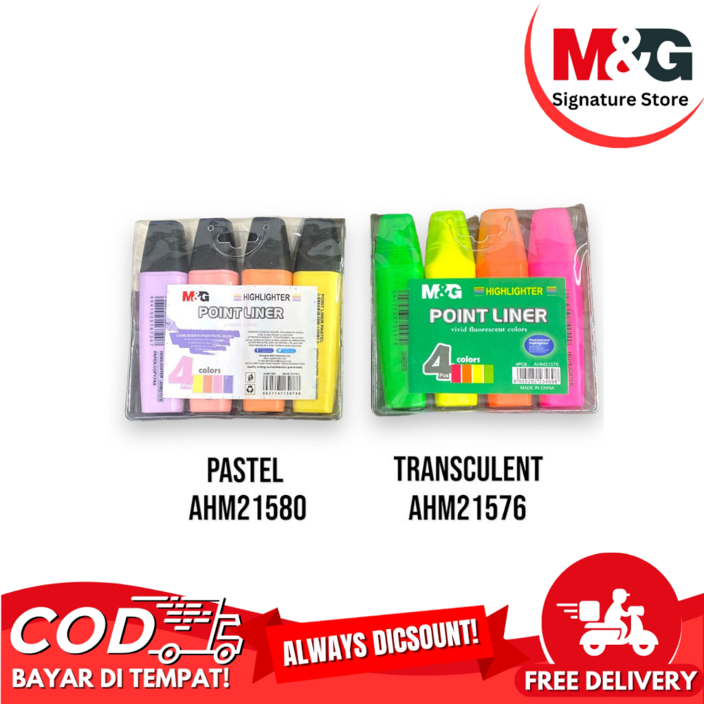 

Set Highlighter Point Liner M&G 4 Warna Pastel#AHM21580 & #AHM21576