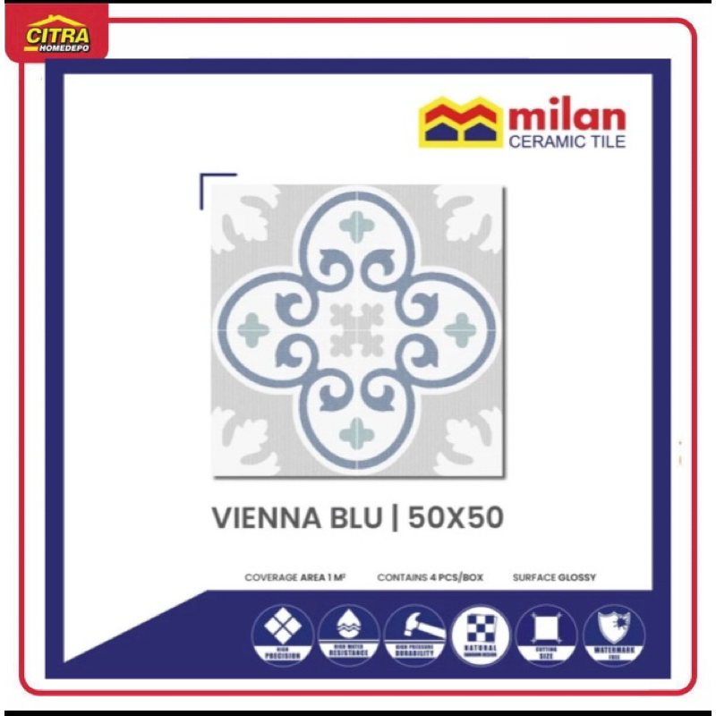 Keramik Lantai Dinding Milan Decoratif Size 50x50 Glossy