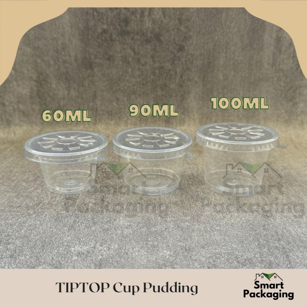 [ISI 50 PCS] TIPTOP Cup Pudding 60ml 90ml 100ml / Gelas Plastik Kecil Sekali Pakai Es Krim Ice Cream