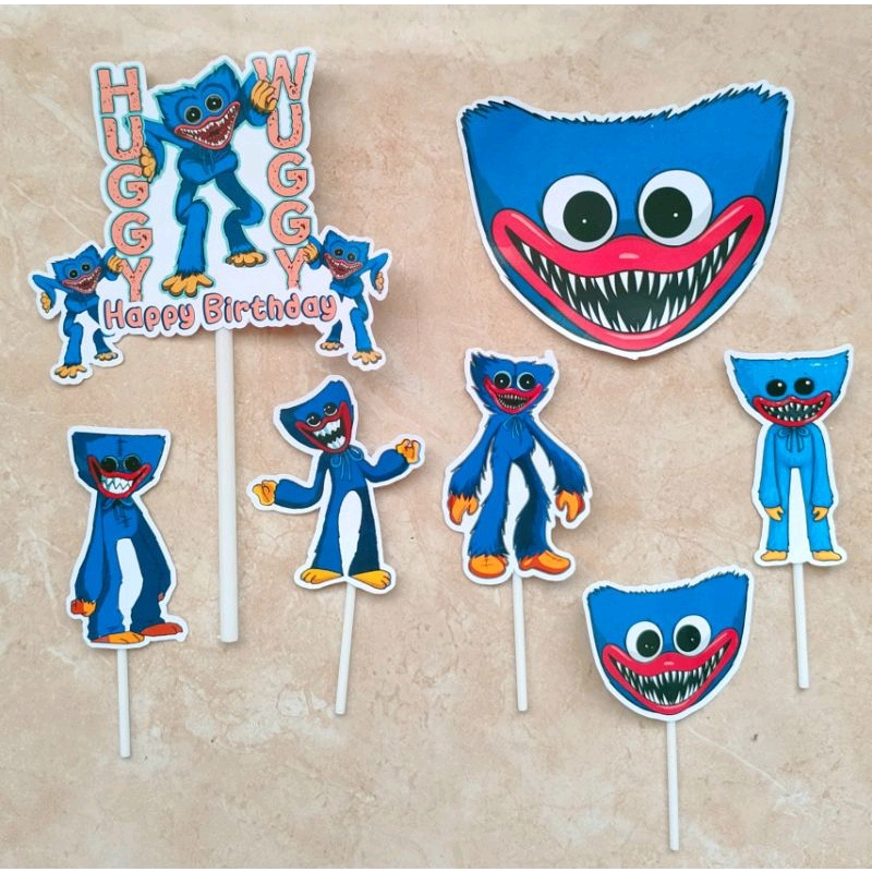 hiasan kue ulang tahun cake topper ulang tahun tema Huggy Wuggy