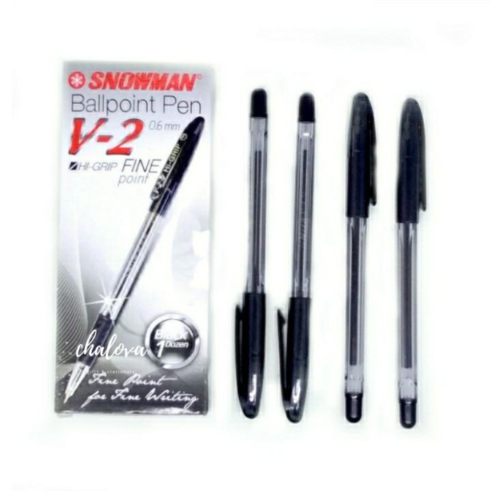 

[LUSIN] BOLPEN / PULPEN / BOLPOIN SNOWMAN V2 0.6 MM TINTA HITAM DAN BIRU ISI 12