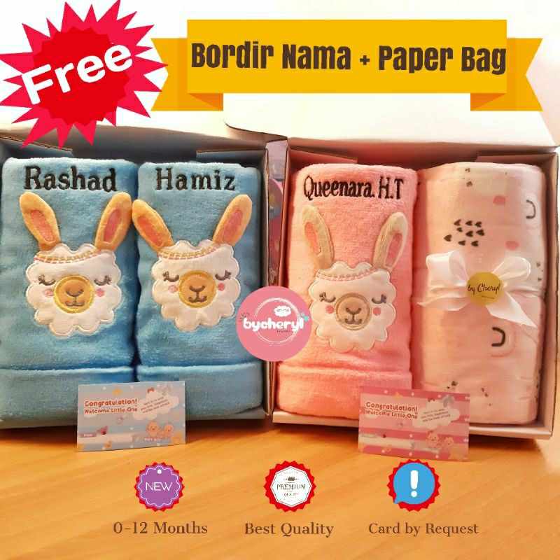 [Bycheryl] FREE BORDIR KADO BAYI CUSTOM Handuk dan Selimut Hampers Baby set Custom NAMA/Kado Lahiran