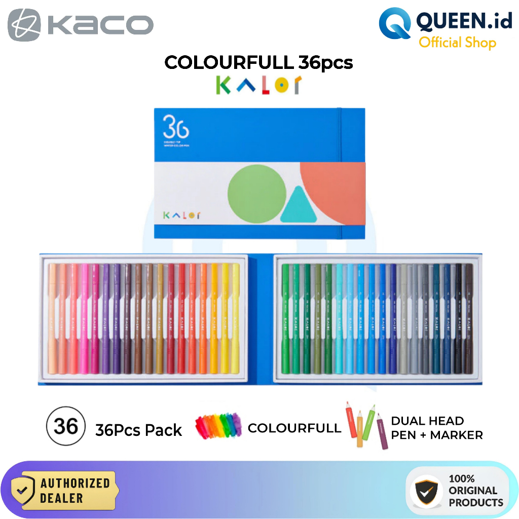 

KACO Green Kalor Colourfull 36pcs Spidol Warna Warni Dual Head Water Colour Drawing Pen Set 36 Pcs