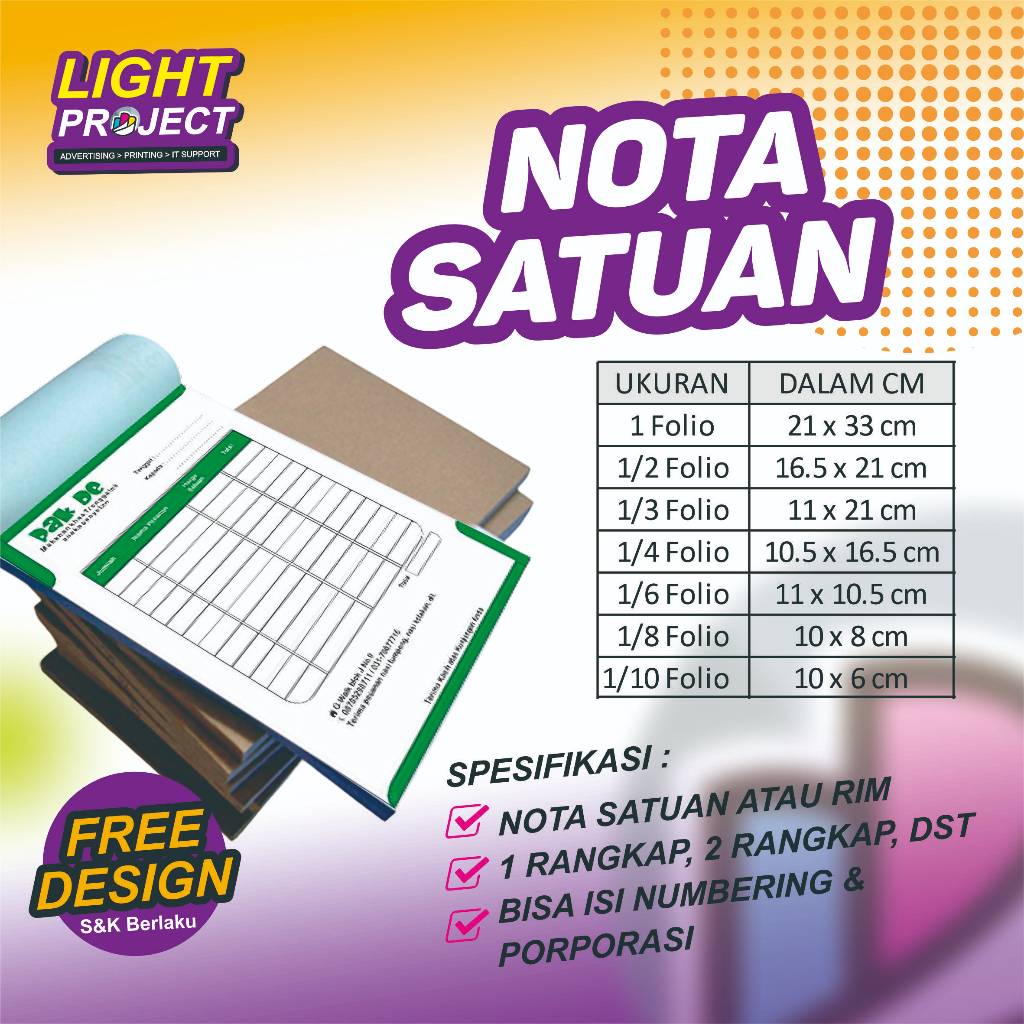 

Cetak Nota Satuan Custom FREE DESIGN