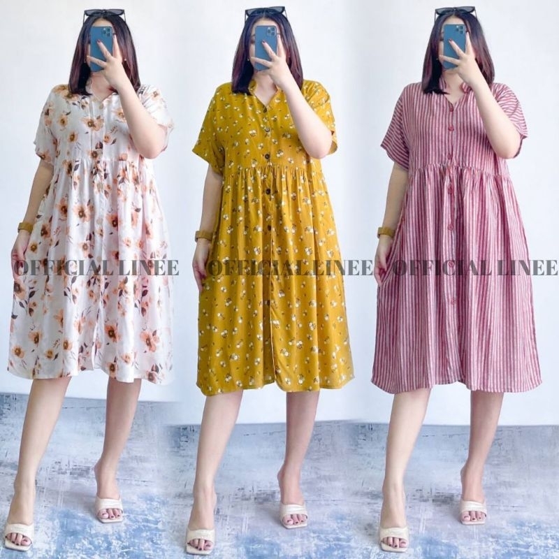 CLARISA DRESS MOTIF/DRESS KERAH SHANGHAI/DASTER KERAH SANGHAI/DASTER BUSUI/DASTER RAYON BUSUI/DASTER