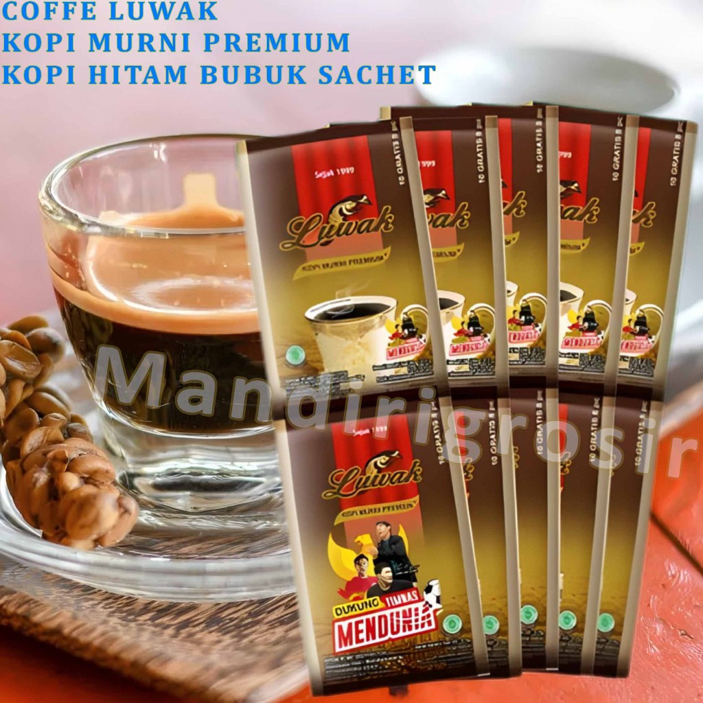 

Kopi Murni Premium * Coffee Luwak * Kopi Hitam Bubuk Sachet * 15x6.5gr