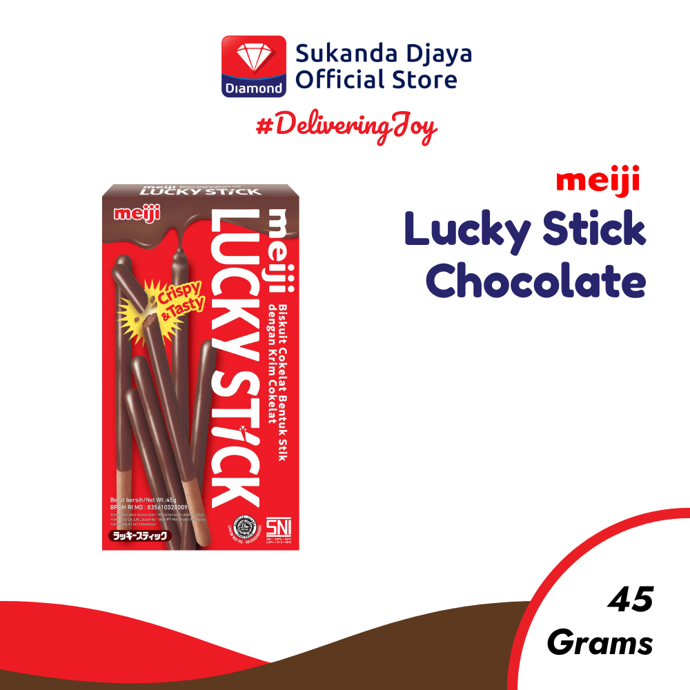 

Meiji Lucky Stick Biscuit Chocolate Snack Ringan 45 Gr