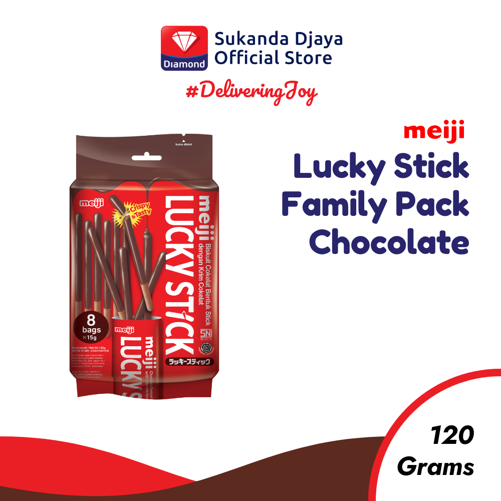 

Meiji Lucky Stick Biscuit Family Pack Choco Snack Ringan 120 Gr