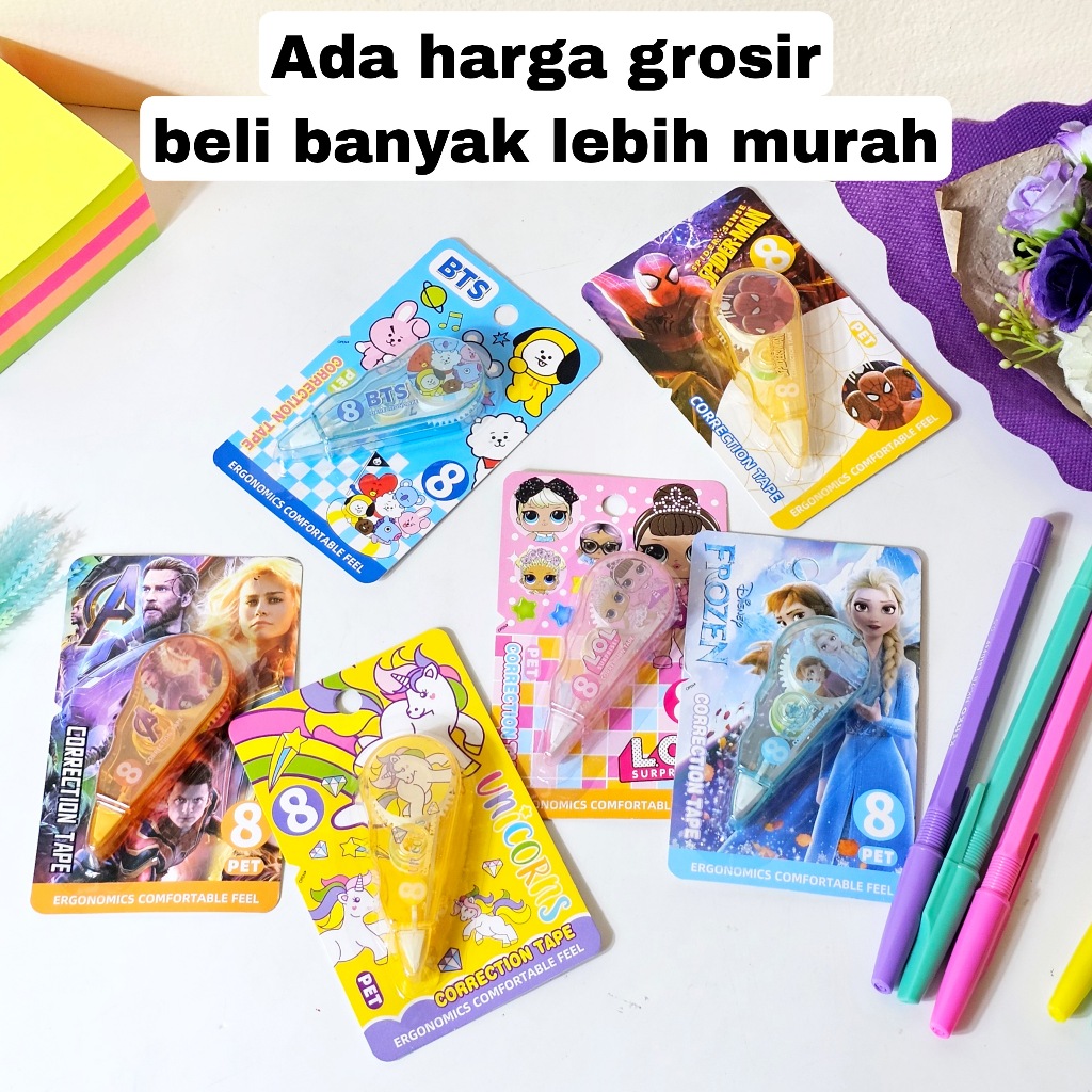 

SOS Correction Tape Fancy Mini 5x8/ Tipex Roll / Tipex Kertas/Pita Koreksi/Tipx Kering