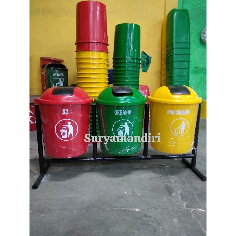 Tempat sampah 3in1 Bulat Fiberglass