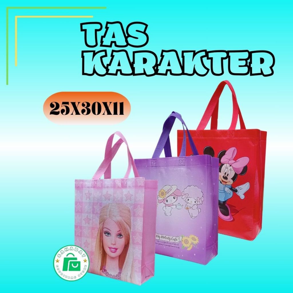 

tas karakter laminsi uk 25x30 isi 12pcs tas ultah tas hampers tas sovenir