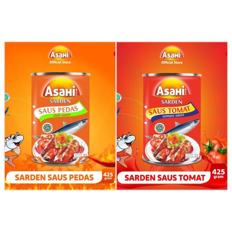 

SARDEN ASAHI 425gr sardines saus pedas tomat sause chili tomato