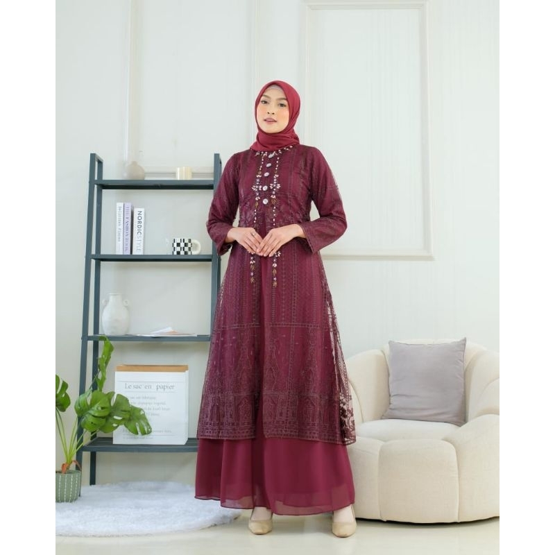 Mahalini Dress / Seragam Pesta / Gamis Kondangan / Gamis Modern / Gamis Jumbo / Gamis Murah / Dress