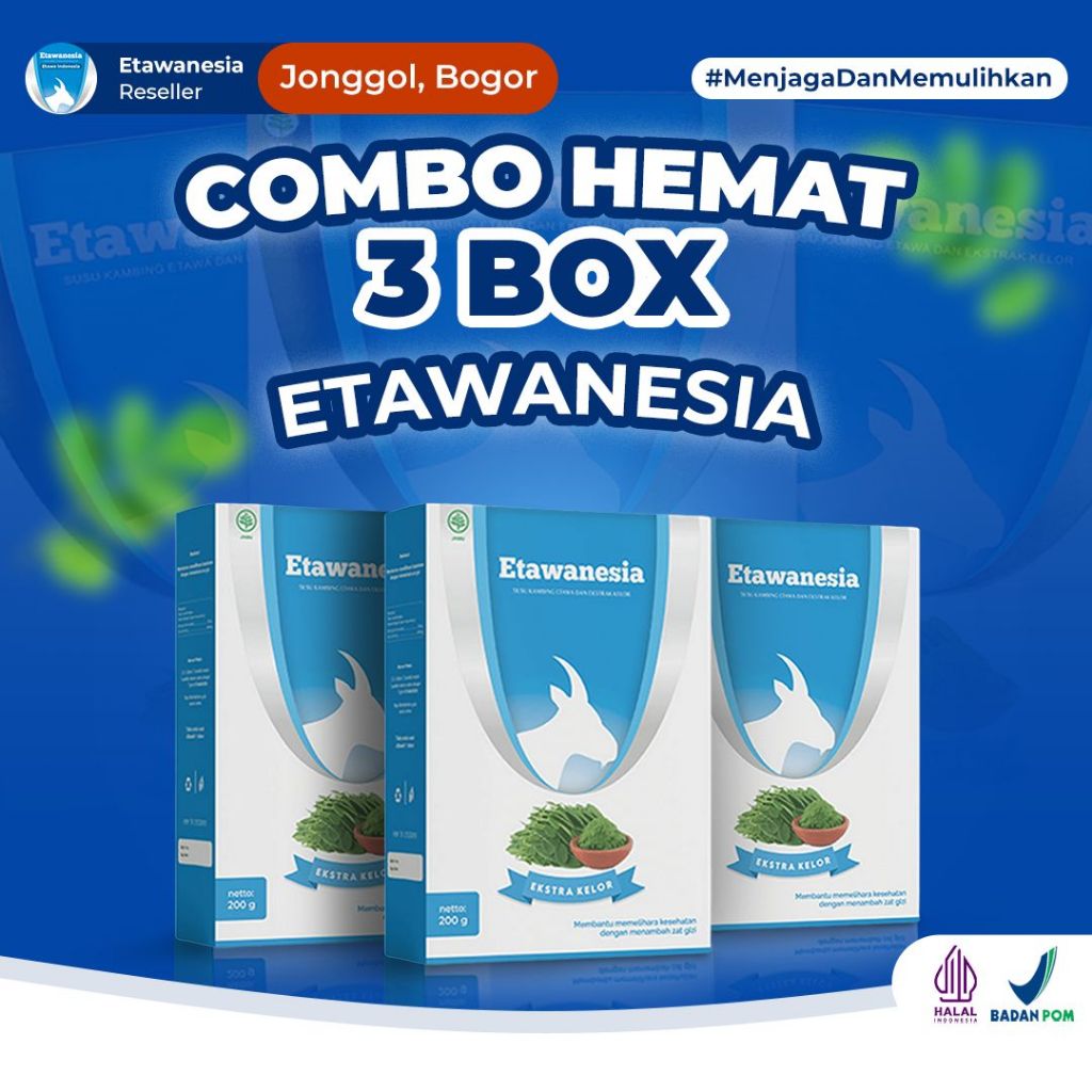 

Paket 3 Box Etawanesia - Susu Etawanesia Etawa Biru Ampuh Atasi Sesak Nafas Nyeri Sendi Asam Urat Persendian 100% Original Bpom