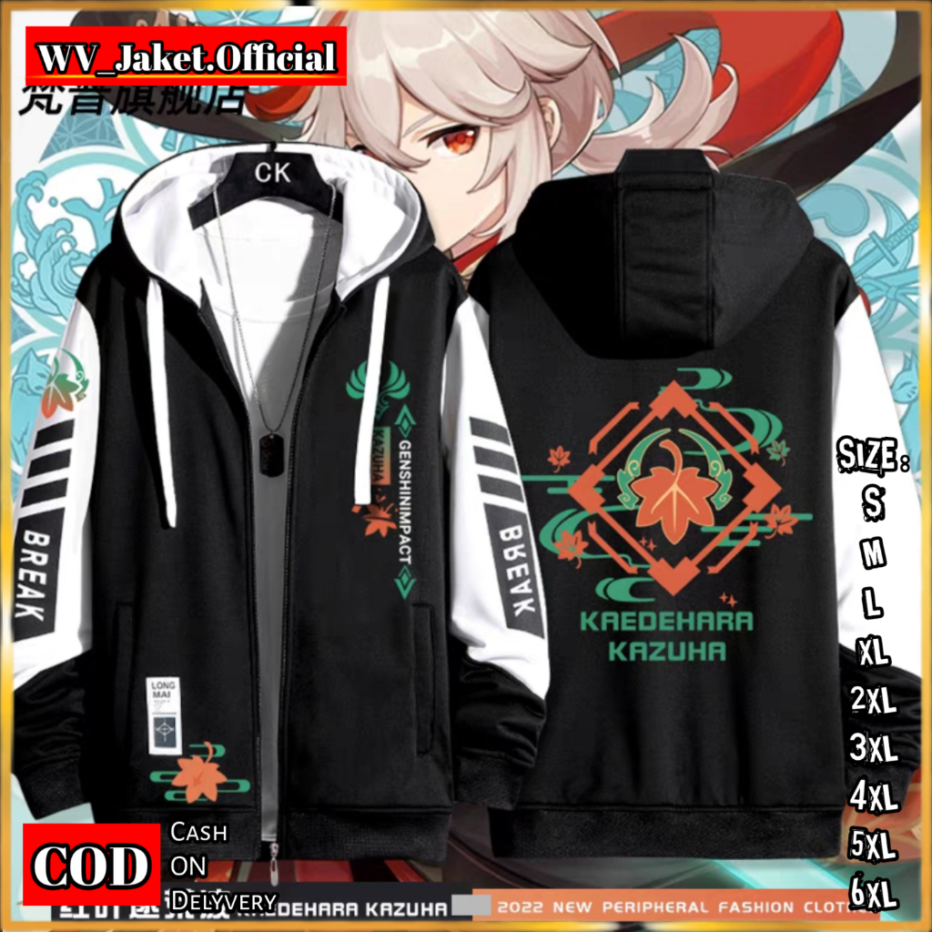 WareVisible Jacket Hoodie ZIPPER GENSHIN KAEDEHARA KAZUHA Oversize Korean Style Unisex Premium FLECE
