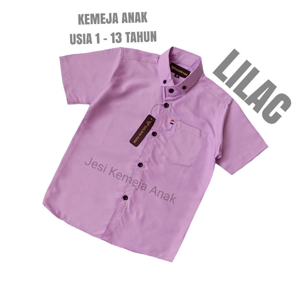 Kemeja Anak Laki Laki Warna Lilac Lengan Pendek - Pakaian Baju Atasan Anak Sehari Hari