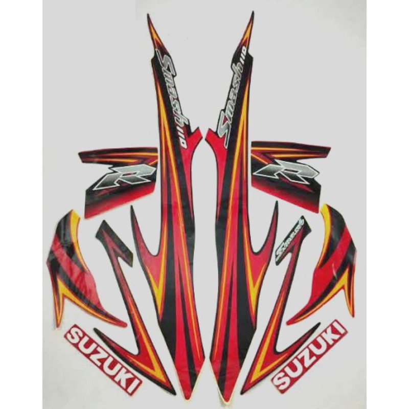 lis body Stiker striping Suzuki New Smash 110 R 2008 merah hitam kw