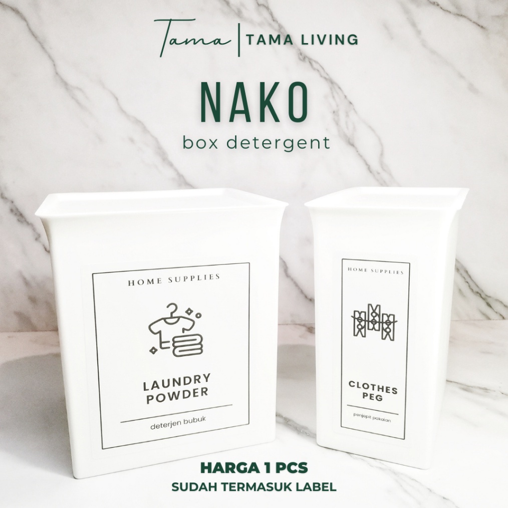TAMANAKO Kotak Laundry Organizer Detergent Bubuk Dengan Tutup Kotak Seaguna Storage Box Box Sabun Ko