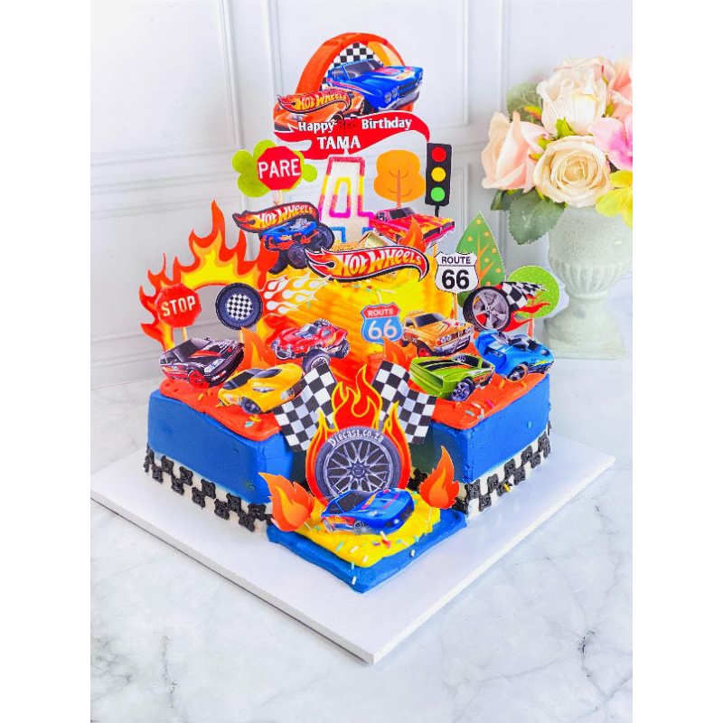 

kue ulang tahun anak birthday hotwhells topper cake