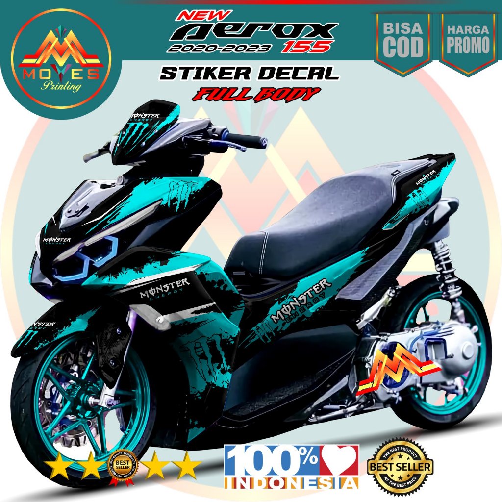 Terbaru ⭐⭐⭐⭐⭐ Bisa COD. Decal Stiker Full Body New Aerox 155 2021 2023 Motif HAYABUSA VS MONSTER Aer