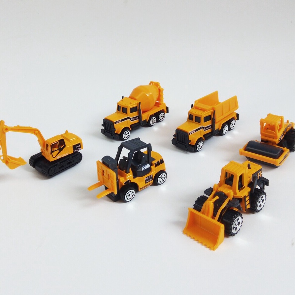 Produk Laris 6pcs MINI METAL Die cast Construction Diecast Konstruksi Engineering Excavator Buldozer