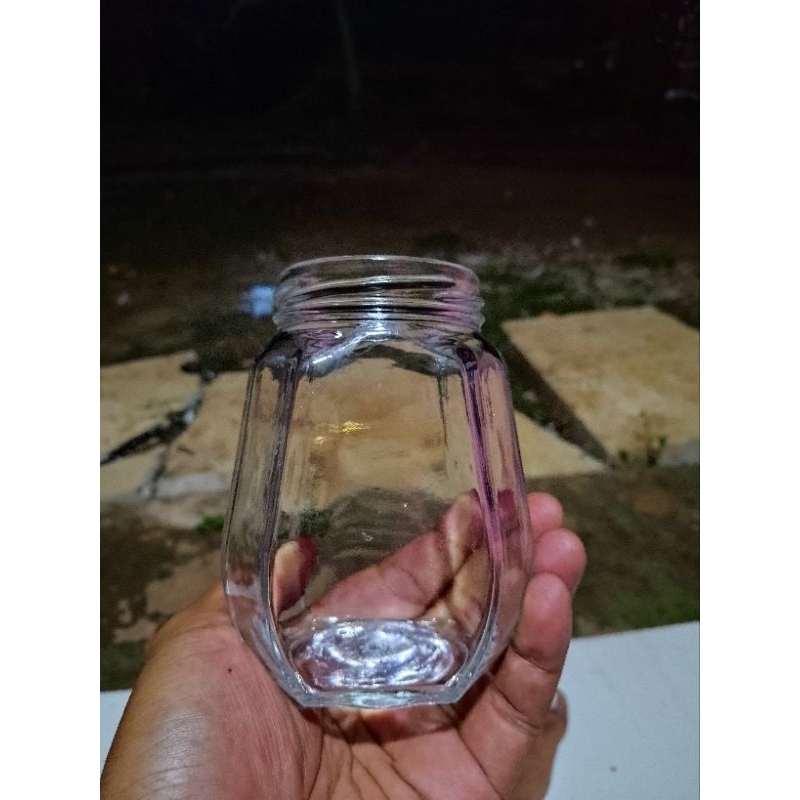 JAR KACA BENING//TOPLES BEKAS MADU 380ML//JAR CUPANG//TEMPAT HIAS IKAN CUPANG//TOPLES CANTIK