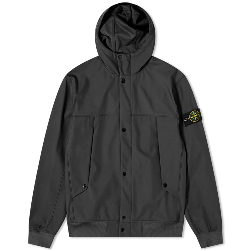 Stone Island 40227 Softshell-R Hooded Jacket In Black