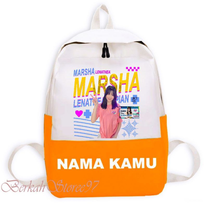 Tas Ransel Anak Custom JKT48 Marsha Lenathea, Fashion Tas Anak Unisex - Free Nama - Bahan PVC Tahan 