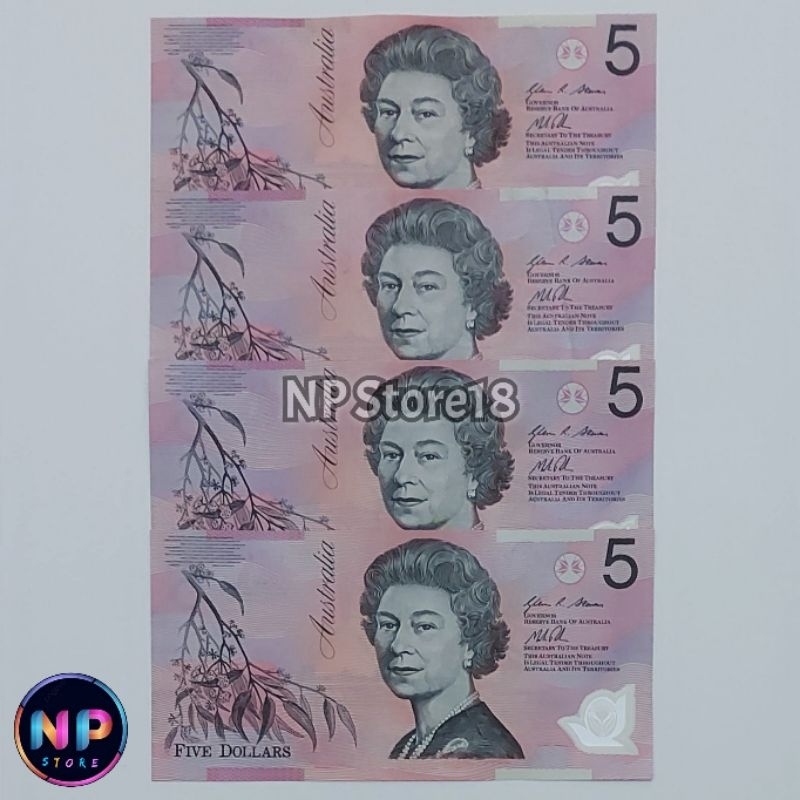 Souvenir Uang Asing Kuno Australia 5 Dolar Polymer Kuno