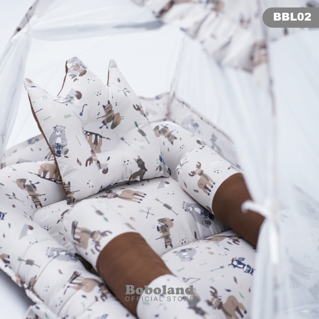 BOBOLAND Kasur Bayi Kelambu Premium Set Lengkap Bantal Guling Kelambu Bayi